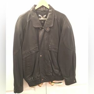 Vintage ADLER Y2K Mens Black Leather Bomber Jacket M Medium $300 EUC lcsr
